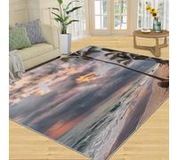 QDJKBL Hawaii Seaside Beach Coconut Trees, Area Rug 120 X 180 Cm Sky Dark Clouds Tides Natural Scenery Bedroom Decor, 3D Carpet Soft Feel for Family and Pet