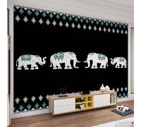QDJKBL Indian Elephant Wallpaper Ethnic Boho Animal Wallpaper for Living Room Mandala Elephant Mural Black and White Elephant Wall Mural for Bedroom Living Room 400 x 280 cm