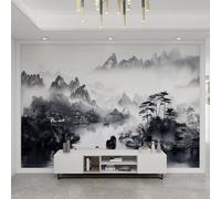 QDJKBL Ink Landscape Painting Wall Murals Chinese Style Misty Mountain Stream Art 3D Wall Mural Large Wall Murals Hd Printing Water Proof for Living Room Bedroom Bathroom - 150 x 100 cm
