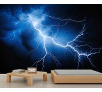 QDJKBL Lightning Photo Wallpaper Blue Lightning Storm Wall Mural Thunderstorm Clouds Wallpaper Mural Natural Scenery 3D Murals for Bedroom Living Room Kitchen 500 x 317 cm