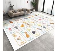 QDJKBL Lovely Home Education Area Rugs, White Simple Cartoon Animals Indoor Area Rug, Large Area Rug Machine Washable Do Not Fade Apply to Home Decor Entryway Hallway, 140 x 200 cm