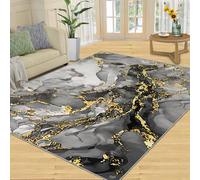 QDJKBL Luxurious Black Gold Abstract Marble Texture, Area Rugs 180 X 240 Cm Modern Gradient Color Crack Lines Bedroom Rug, Washable Rug With Backing for Children'S Room Playroom