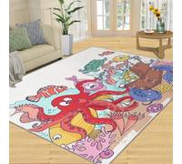 QDJKBL Marine Life Area Rugs Ocean Themed Rug Cartoon Marine Animal Carpet Cute Children'S Animal Carpet Colorful Sea Creatures Rugs for Living Room Bedroom 100x150 cm