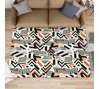 QDJKBL Medieval Geometric Rug Colorful Retro Pattern Area Carpet Abstract Geometry Area Rugs Home Decor Art Carpet Low Pile Washable Rug for Living Room Children'S Room 140x200 cm