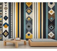 QDJKBL Medieval Geometry Wall Murals Retro Bohemian Geometric Wallpaper 3D Watercolor Stripe Mural Modern Minimalist Wallpaper for Bedroom Kitchen Company 150 x 100 cm