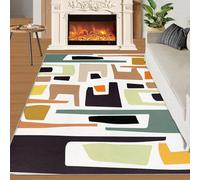 QDJKBL Mid-Century Geometry Area Rug Abstract Geometric Shapes Area Rugs Watercolor Simple Non-Slip Carpet Abstract Modern Art Carpet for Living Room Bedroom 180x220 cm