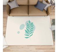 QDJKBL Minimalist Botanical Rug Green Plant Leaf Area Rugs Modern Art Living Room Carpet Short Pile Non-Slip Carpet for Bedroom Family and Pet Indoor Area Rug 60x140 cm