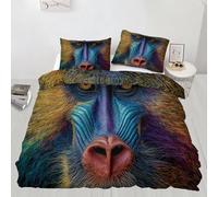 QDJKBL Monkey Duvet Cover 3D Wildlife Comforter Cover Multicolor Wild Primate Bedding Sets Double Duvet Covers Children'S Cartoon Animal Bedding Set 3-Piece Set With Zipper Ties
