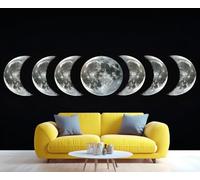 QDJKBL Moon Phase Wall Mural Celestial-Themed Lunar Phases Mural Wallpaper Night Starry Sky Murals for Living Room Bedroom Not Peel and Stick Wallpaper 350 x 256 cm