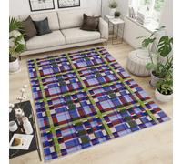 QDJKBL Multicolored Plaid Area Rug Watercolor Geometric Plaid Rug Retro Grid Geometry Rugs Red and Green Grid Carpet for Living Room Dining Room 70x120 cm