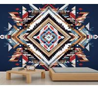 QDJKBL Native American Aztec Mural Wallpaper Vintage Bohemian Geometric Mural Western Aztec Wall Murals Indian Farmhouse Wallpaper for Living Room Bedroom 150 x 100 cm