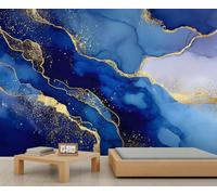 QDJKBL Navy Blue Marble Wallpaper Watercolor Abstract Marble Mural Wallpaper Light Luxury Stone Crack Murals Fluid Art Wall Decal for Living Room Bedroom 500 x 317 cm
