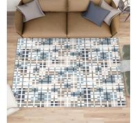 QDJKBL Nordic Medieval Rug for Bedroom Medieval Geometric Rug Modern Pixel Art Carpet Geometric Mesh Striped Rugs Gray Simple Carpet for Living Room Kitchen 150x240 cm