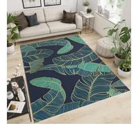 QDJKBL Palm Leaves Area Rugs Green Tropical RainForest Banana Leaves Area Carpet Apartment Carpet Fast Drying Machine Washable for Entrance Door Foyer Bathroom Family and Pet 120 x 170 cm