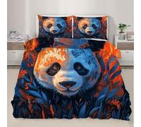QDJKBL Panda Duvet Cover Set Cute Wildlife Bedding Set Forest Animal Comforter Sets Double Duvet Covers Jungle Botanical Comforter Cover for Bedroom With Zipper Ties
