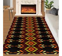 QDJKBL Retro Geometric Rug Retro Inspired Diamond Geometric Area Rugs Nostalgic Contemporary Themed Rug Abstract Bohemian Rugs for Hardwood Floors Bedroom 50x80 cm