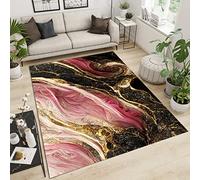 QDJKBL Rose Gold Romance Area Rugs, 3D Emerald Modern Abstract Marble Living Room Carpet, Runner Rug Fuzzy Plush Soft Non-Skid Apply to Office Family and Pet Balcony, 160 x 220 cm