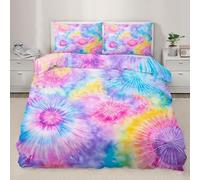 QDJKBL Tie Dye Duvet Cover Rainbow Tie Dye Bedding Set Abstract Colorful Fireworks Duvet Cover 3D Printed Comforter Set With Zipper Closure for Kids Children King 230 x 220 cm