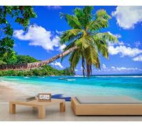 QDJKBL Tropical Beach Wall Murals Island Beach Photo Mural Summer Beach Mural Wallpaper Palm Tree Ocean Wallpaper for Bedroom Central Decoration Company 250 x 175 cm