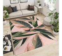 QDJKBL Tropical RainForest Plant Leaves Area Rugs Palm Leaves Banana Leaves Retro Doodle Entrance Carpet 3D Carpet Soft Texture Lightweight and Thin for Farmhouse Bedroom Area 60 x 90 cm