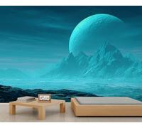 QDJKBL Universe Planet Mural Galaxy Space Wallpaper Alien Planet Wall Mural Sci - Fi Mountain Landscape Wallpaper for Bedroom Fantasy Cosmic Murals for Living Room 365 x 254 cm