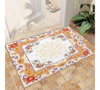 QDJKBL Vintage Paisley Rugs Colorful Paisley Area Rug Vintage Ornate Multicolor Rug Watercolor Bohemian Floral Rugs for Bedroom Bright Color Carpet With Non-Slip Backing 60x90 cm