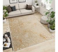 QDJKBL Washable Rugs 160 x 200 cm Abstract Brown Marble Texture Luxurious gilded curved lines Farmhouse Rug, Soft Area Rug high density pattern clearfor Classroom Home Bedroom Living Room