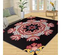 QDJKBL Watercolor Bohemian Rug Vintage Mandala Floral Carpet Large Wreath Garland Carpet Bright Color Washable Area Rugs for Living Room Bedroom Kitchen 120x180 cm