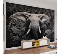 QDJKBL Wild Elephant Mural Jungle Animal Wallpaper Mural Gray Elephant Murals Tropical Rainforest Animal Murals for Bedroom Not Peel and Stick Wallpaper 500 x 317 cm