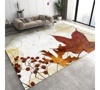 QDJKBL Yellow Burgundy Maple Leaves Area Rugs, 3D Autumn Leaves Pattern Living Room Carpet, Non-Slip Carpet Soft Feel Easy to Clean Apply to Dining Room Office Family and Pet, 180 x 220 cm