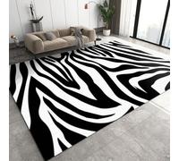 QDJKBL Zebra Stripes Pattern Area Rugs, Black and White Curved Lines Modern Bedroom Rug, Carpet Mat Non-Shedding Soft Texture Apply to Family and Pet Kids Room, 120 x 170 cm
