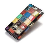 QDKVTNDJZ Genuine Leather Folded Wallet for Women Credit Card Holder Blocking Cell Phone Pouch Patchwork Style, Square-1, Square1, One Size, One Style