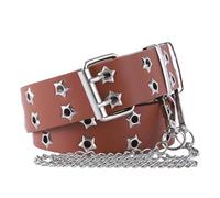 QDLTGBD belt hollow punk casual ladies fashion star eyes decoration double row female-khaki-a-110cm