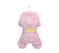 QDLTGBD Dog Costume Pet Dog Clothes Winter Thick Double-sided Velvet Teddy Bichon Puppy Autumn And Winter Clothes Crown Four-legged Velvet-pink-m