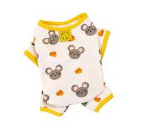 QDLTGBD Dog Costume Winter Warm Cat Clothes Pet Four-legged Clothes Cute Full-print Home Clothes Puppy Thin Fleece Pet Clothing-yellow-m
