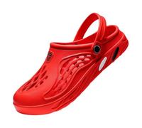 QDLTGBD Men‘s Summer Slippers Men's Flat Sandals, Garden Slippers, Clogs, Beach Platform Couple Indoor Sandals-red-46-47