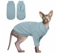 QDLTGBD Pet clothes Hairless Cat Shirt, Pullover T-shirt, Breathable Outfit, Turtleneck Sweater, Cute Clothes-light Blue-s