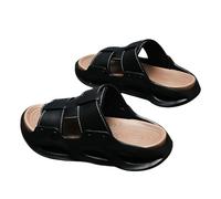 QDLTGBD Slippers Men's Summer Outdoor Breathable Thick-soled Height-increasing Eva Non-slip Wear-resistant Beach Sandals-black-42 43eu