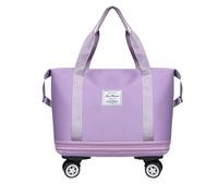 QDLTGBD Travel Tote College Student Travel Bag with Wheels Large Capacity Luggage Bag Dry and Wet Separation Storage Gym Bag-purple-a-50 * 20 * 65cm