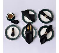 QDMHA 12 Pack Satin Hemstitched Square Napkins, 30x30cm Soft Cocktail Napkins for Party, Wedding, Dinner, and Kitchen Table Settings