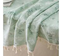 QDMHA 60-300cm Rectangle Nordic Cotton Small Daisy Tablecloth, Floral Tea Table Cloth, Daisy Design Table Cover for Kitchen, Dining Room, Wedding Decor
