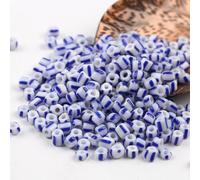 QDMHA 900/1500/4500pcs 3/4/5mm Blue White Striped Czech Glass Spacer Beads, Vintage Seed Beads, Jewelry Making, DIY Crafts, Bracelet Necklace