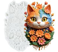 QDMOLDS Cat Silicone Mold Flower Cat Face Fondant Molds for Cake Decorating Cupcake Topper Candy Polymer Clay Chocolate Gum Paste
