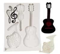 QDMOLDS Music Note Fondant Mold Guitar Violin Silicone Mold for Cake Decoration Candy Chocolate Cupcake Topper Polymer Clay Gum Paste