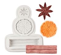 QDMOLDS Winter Spices Silicone Mold Lemon Slice Star Anise Tangerine Peel Fondant Molds For Cake Decoration Chocolate Cupcake Topper Candy Polymer Clay Gum Paste