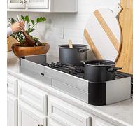 Qdos Adhesive Aluminum Stove Guard - Complements Modern Kitchen Designs - Fits Cooktops & Most Freestanding Stoves - Protects from Front & Sides - Easy to Install - Quick Removal for Cleaning