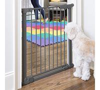 Qdos Auto-Close SafeGate Baby Gate - Professional Grade Meets Tougher European Standards - Automatically Closes and Latches - Magnetic Lock Indicator - Easy Installation | Pressure Mount | Slate