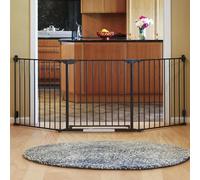 QDOS Construct-A-SafeGate | Slate - Create Customized Safe Spaces Around Fireplaces, Large Openings, Stairways - Includes a Door & 2 Sections - Create Enclosures & Playards with Additional Sections