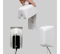 Qdos Safety Large Outlet Cover Box for Baby Proofing Outlets | Secure Hidden Lock | Oversized Interior for Bulky Plugs, Charging Blocks & Adapters | Modern Universal Design | Easy Install | 2 Pack