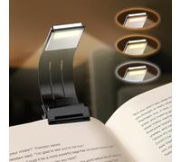 QDPKPI Bookmark Book Light, Clip on Book Lights for Reading at Night, Reading Lights for Books in Bed - Eyes, 8 LED with 3 Colors Temperatures & Stepless Dimming for Readers & Kids -Black